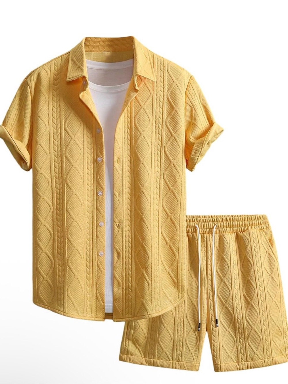 Men's Vacation Summer Cruise Outfits 2 Piece Linen Shorts Sets- Brand New